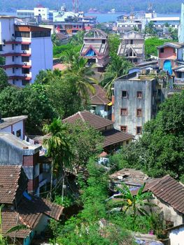 city view with squalid buildings