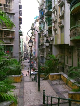 narrow street in a city