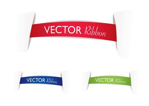 illustrated ribbon banners with paper cuts and shadow