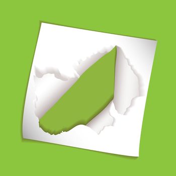 green background with torn hole element and copyspace