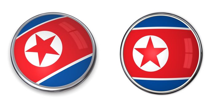 button style banner in 3D of North Korea