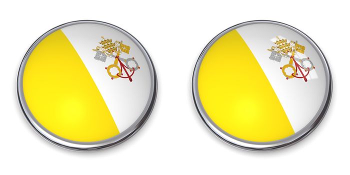 button style banner in 3D of Vatican City - with/without reflecting window frame