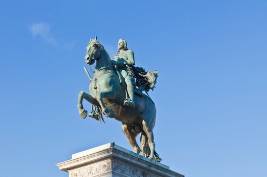 Madrid Plaza de Oriente, statue of Felipe IV. Madrid, Spain 