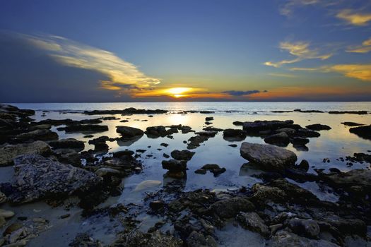 Beautiful sunset on Bonaires south coast, Caribbean

