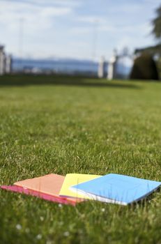 Books on the grass for a summer studies