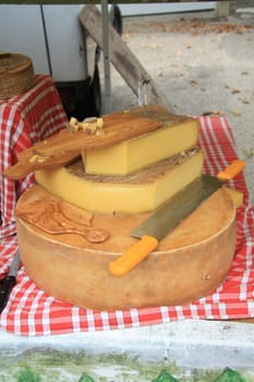 Selling cheese on a market in Bedoin, Southern France