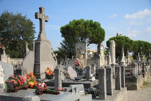 Overview of an old cemetery in Carpentras, France