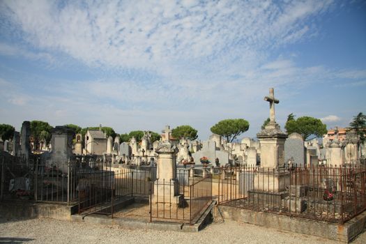 Overview of an old cemetery in Southern France