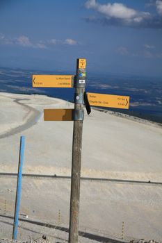 Directions on top of the Mont Ventoux, Southern France