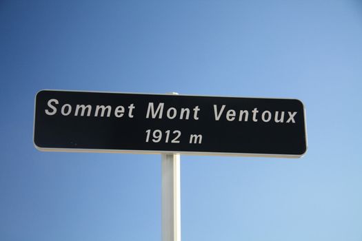 Sign on top of the Mont Ventoux, altitude 1912 meters