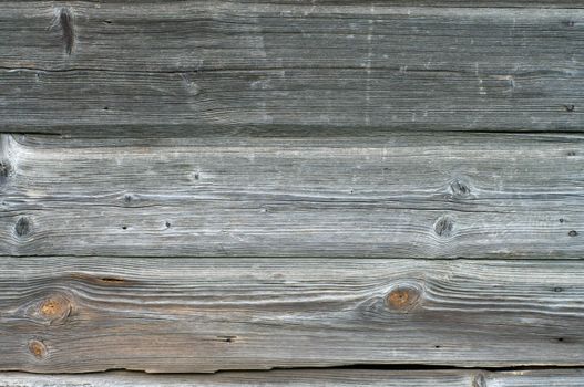 Fragment of wall of the old wooden house from not painted boards.