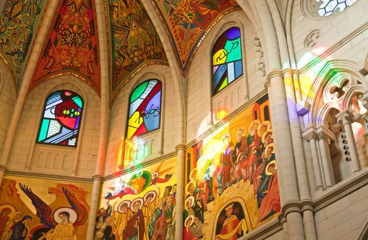 The interior of Cathedral of Almudena in Madrid, Spain