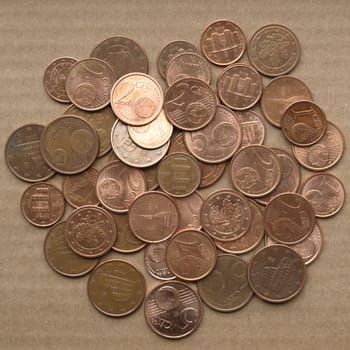 Range of Euro coins money (European currency)