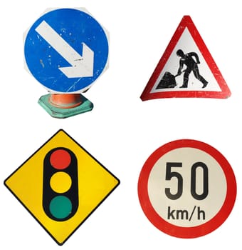 Traffic signs isolated over a white background