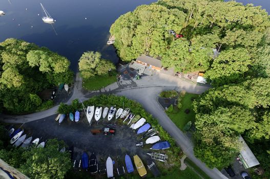 View from hot air balloon in the Lake District National Park Cumbria England