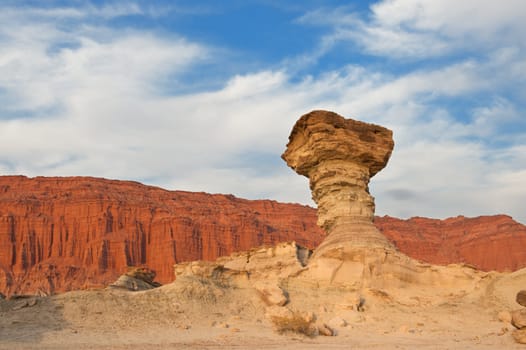 Sandstone formation in Ischigualasto, Argentina, the one called "the mushroom". UNESCO world heritage site.