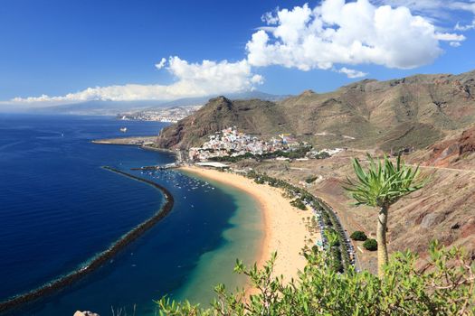 Tenerife. The beach of Teresitas (playa de las Teresitas) and San Andres,  Santa Cruz de Tenerife, The Canary Islands.