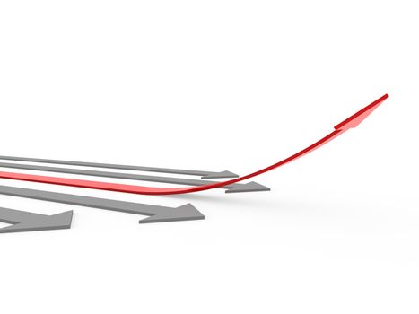 3d red gray arrow high isolated on white background