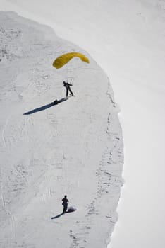 Skier on Mont Blanc mountain range France