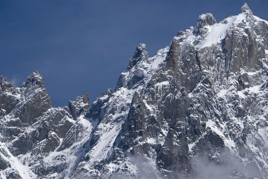 The Mont Blanc mountain range in Chamonix