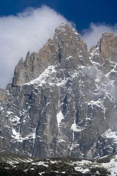 The Mont Blanc mountain range in Chamonix