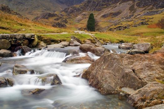 Waterfall above Craflwyn in Wales - landscape orientation