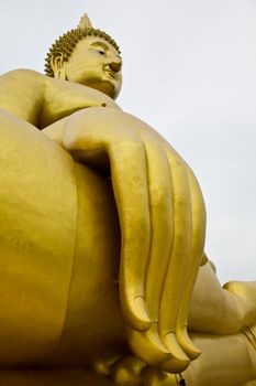 big hand buddha image in thai temple