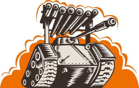 illustration of a Battle tank with rocket launcher
