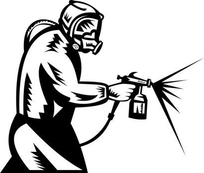 illustration of a spray painter at work