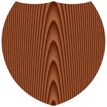 Wooden shield isolated in white