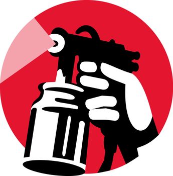 Illustration of a Spray gun with hand holding