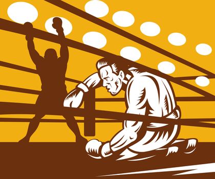 illustration of a Boxer down on his hunches after a knockout