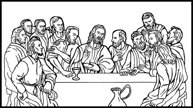 jesus christ with 12 apostles last supper