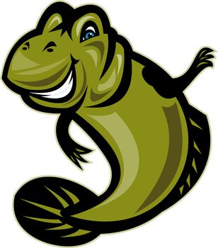 cartoon style illustration of a Mud skipper or goby fish