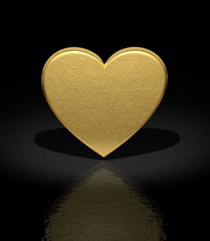 3d Gold heart - Love background - Front view