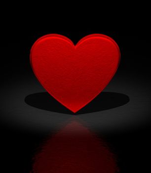 3d Red heart - Love background - Front view