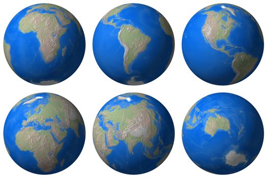 World Globe - Earth different view - isolated