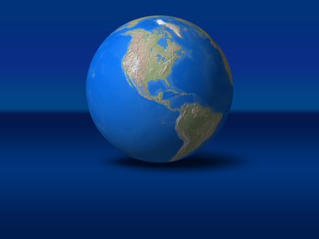 World Globe on blue graphic background
North America view