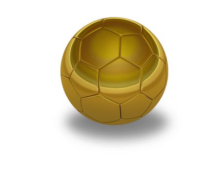 Gold Metal Soccer ball on white background