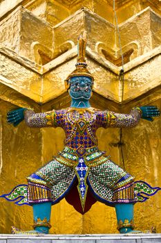 Giant stand around pagoda of thailand at wat prakeaw