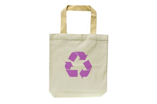 Shopping bag made out of recycled materials isolated on white background, Ecologically friendly, replaces plastic shopping bags. 
Image