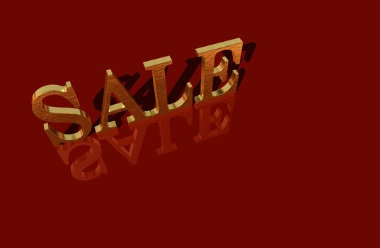 gold sale - 3d on red background