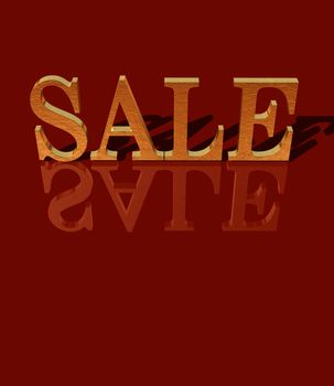 gold sale - 3d on red background