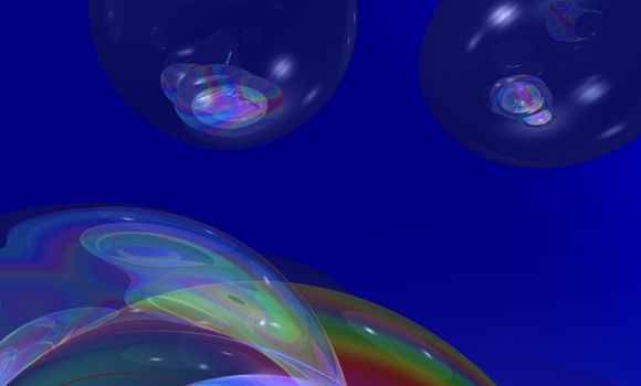 Multicolor bubbles on a Blue background