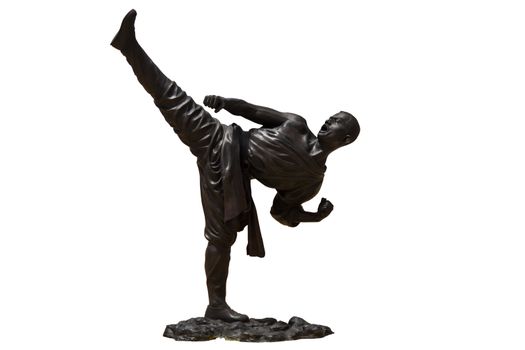 Bronze Shaolin warriors monk  Kung Fu Statue On White Background