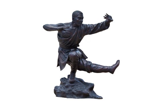 warriors monk  Kung Fu Statue On White Background