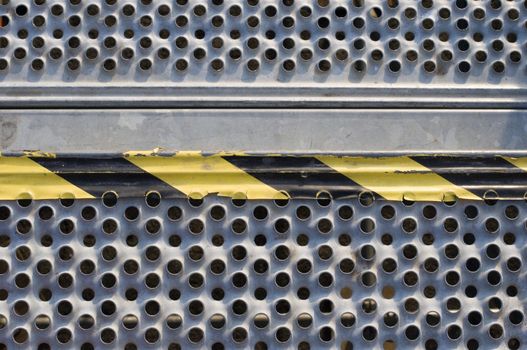 Grunge metal Plate pattern and yellow/black work banner