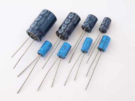  Assorted capacitors as used in a computer.