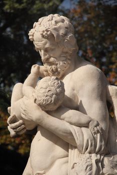 Reproduction of an antique statue, Mythology: Silène carrying Dionysus in the arms