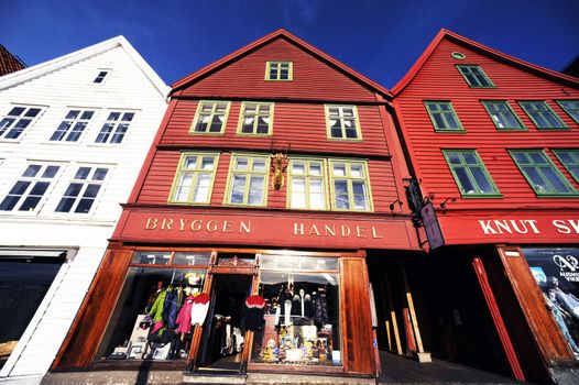 View on the old street in Bergen, Norway